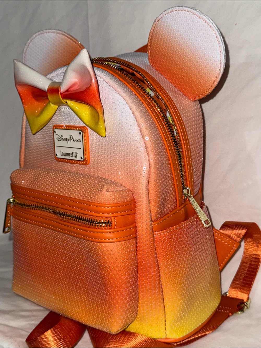 Loungefly Ombre Orange-Yellow-White Bow Mini Backpack - Picture 2 of 5
